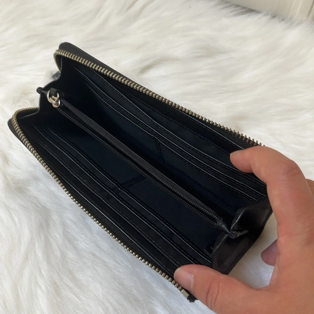 Coach Leather Zip Continental Wallet in Black - Picture 4 of 7